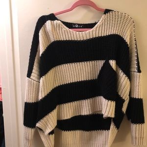 Black and white knit crop sweater